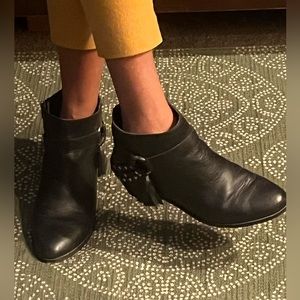 Gorgeous leather booties, straps, side zipper sz 8.5